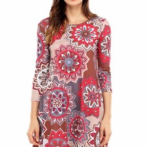Bohemian Sunflower Print Grey Brown Dress